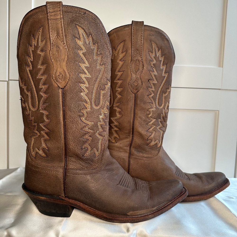 Old West Canyon Brown Snip Toe Western Cowboy Boots LF1534